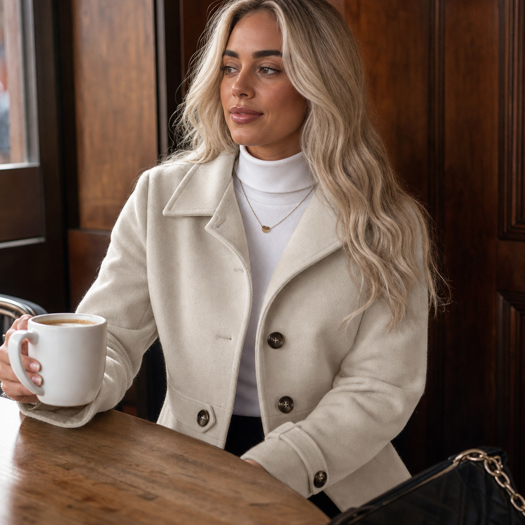 Damen Mantel mit taillierter Form und Gürtel | A&B - 4 - Annoboutique
