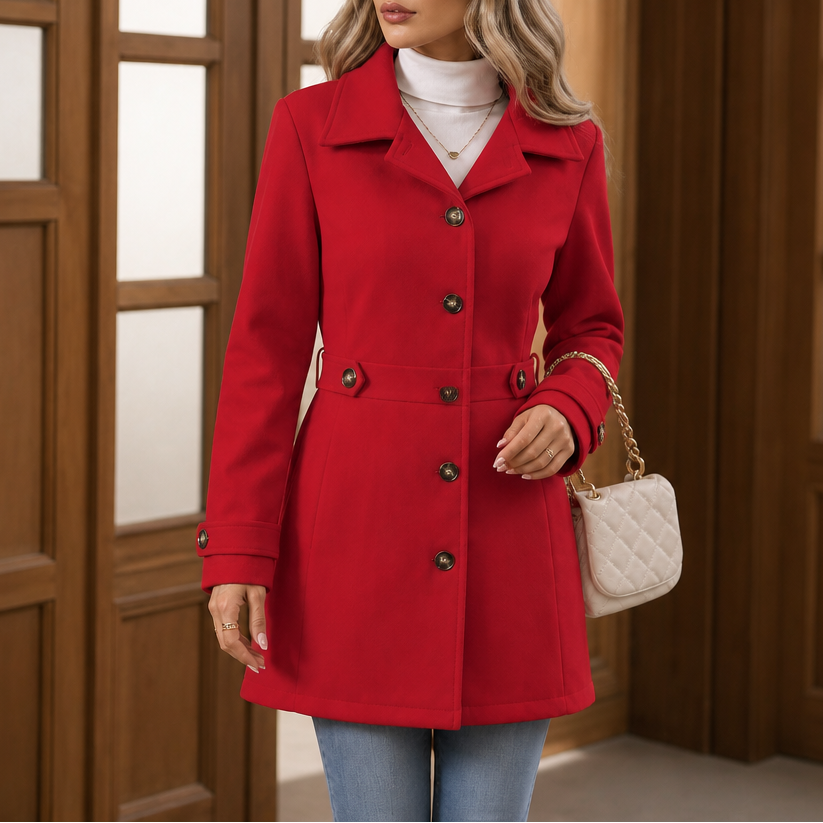 Damen Mantel mit taillierter Form und Gürtel | A&B - 7 - Annoboutique