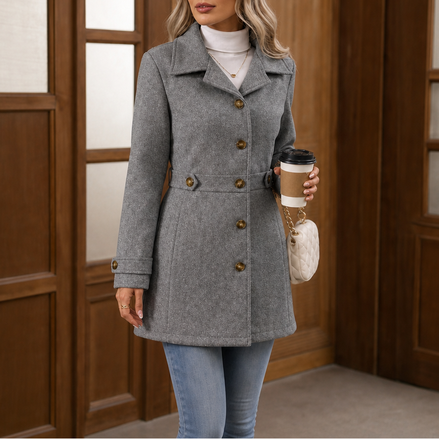 Damen Mantel mit taillierter Form und Gürtel | A&B - 9 - Annoboutique