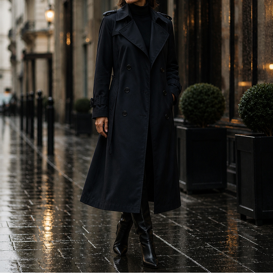 Trenchcoat Damen mit klassischem Schnitt und taillierendem Gürtel | A&B - 13 - Annoboutique