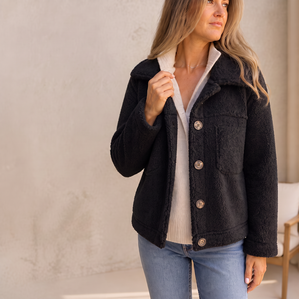 Damenjacke im lässigen Stil mit Knopfdetails | A&B - 6 - Annoboutique