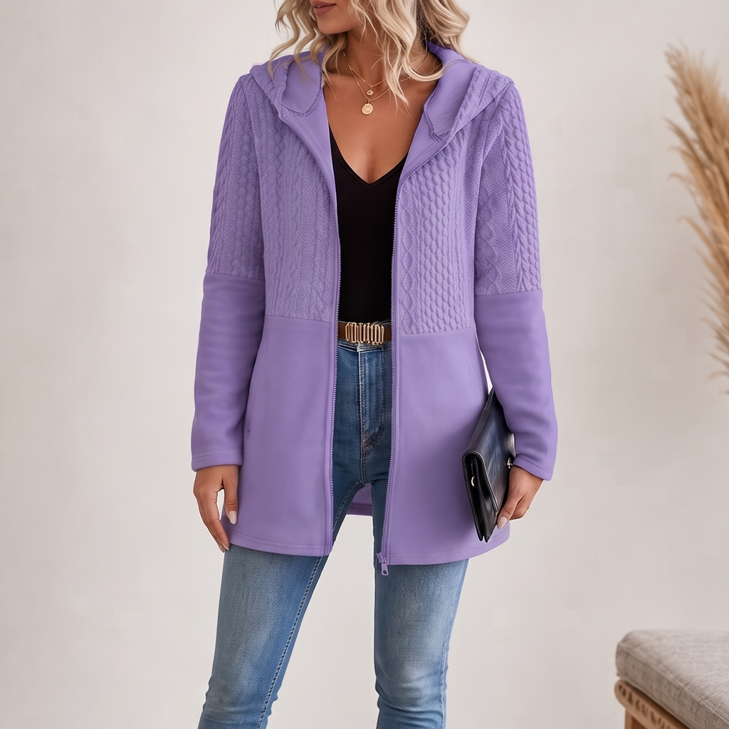 Damen Jacke mit Kapuze und strukturiertem Design | A&B - 12 - Annoboutique