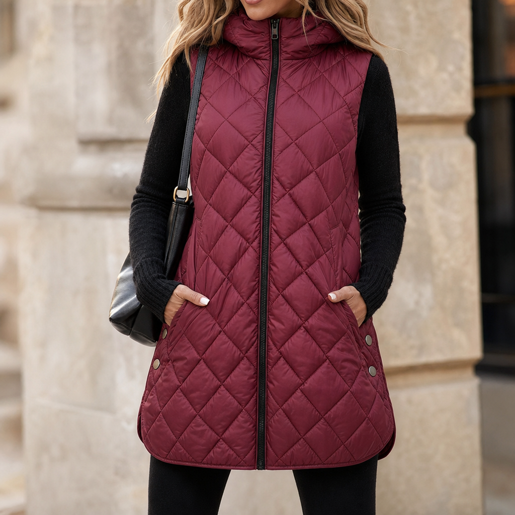 Damen Steppweste mit Kapuze und praktischen Taschen | A&B - 1 - Annoboutique