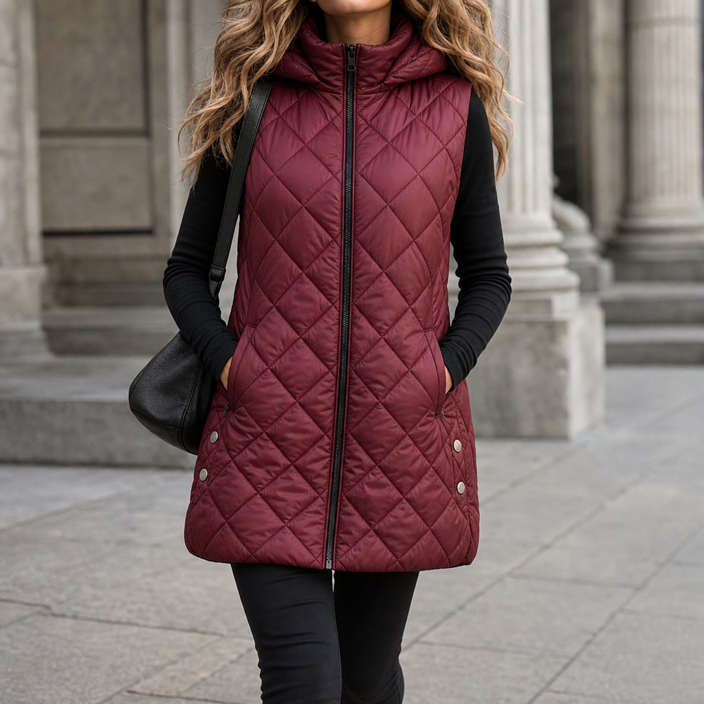 Damen Steppweste mit Kapuze und praktischen Taschen | A&B - 2 - Annoboutique