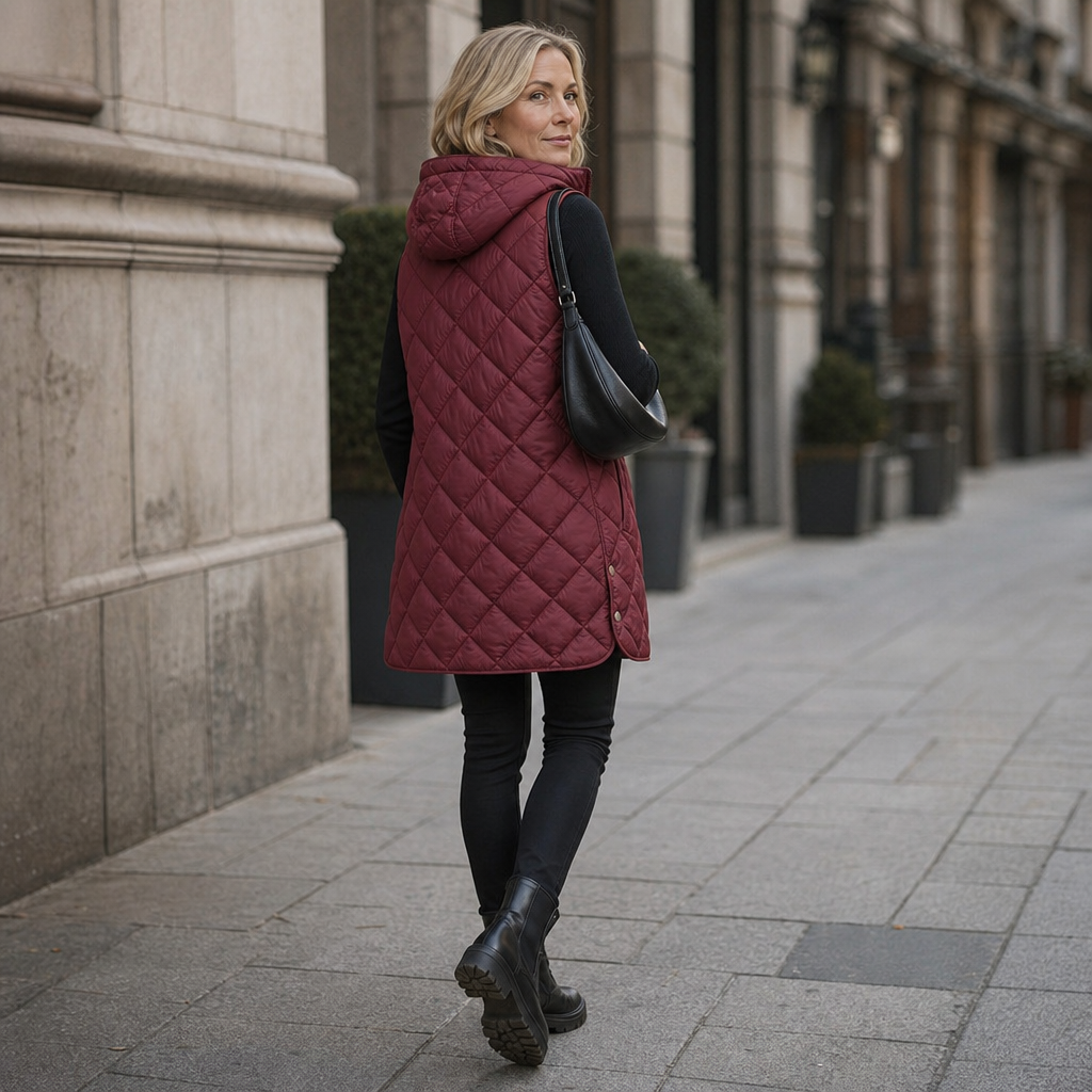 Damen Steppweste mit Kapuze und praktischen Taschen | A&B - 5 - Annoboutique