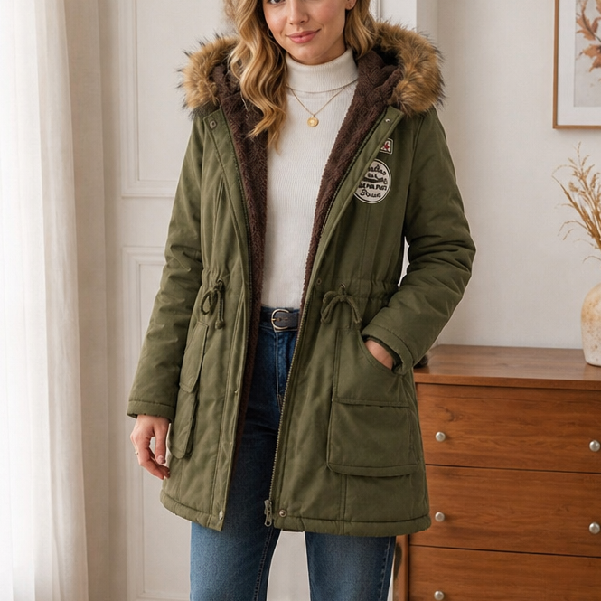 Damen Parka mit Kapuze und verstellbarem Taillenzug | A&B - 1 - Annoboutique
