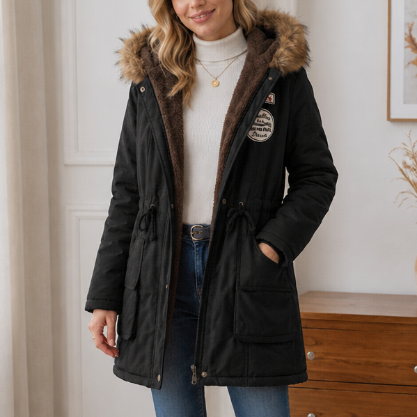 Damen Parka mit Kapuze und verstellbarem Taillenzug | A&B - 2 - Annoboutique