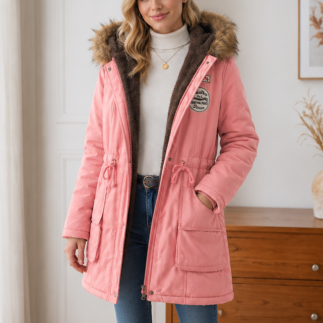 Damen Parka mit Kapuze und verstellbarem Taillenzug | A&B - 3 - Annoboutique