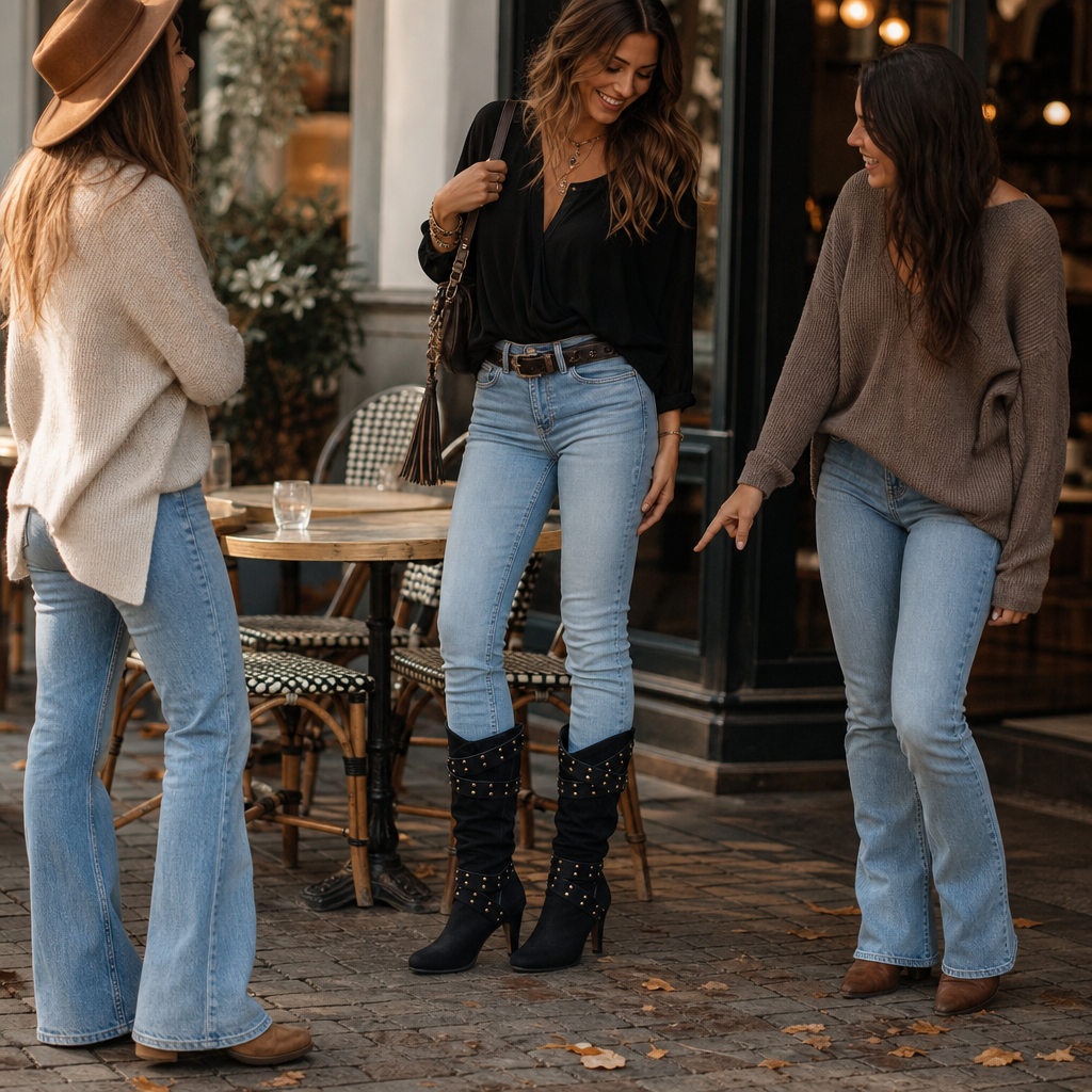 Damen Stiefeletten mit lässigem Schlupfdesign und Nieten | A&B - 4 - Annoboutique