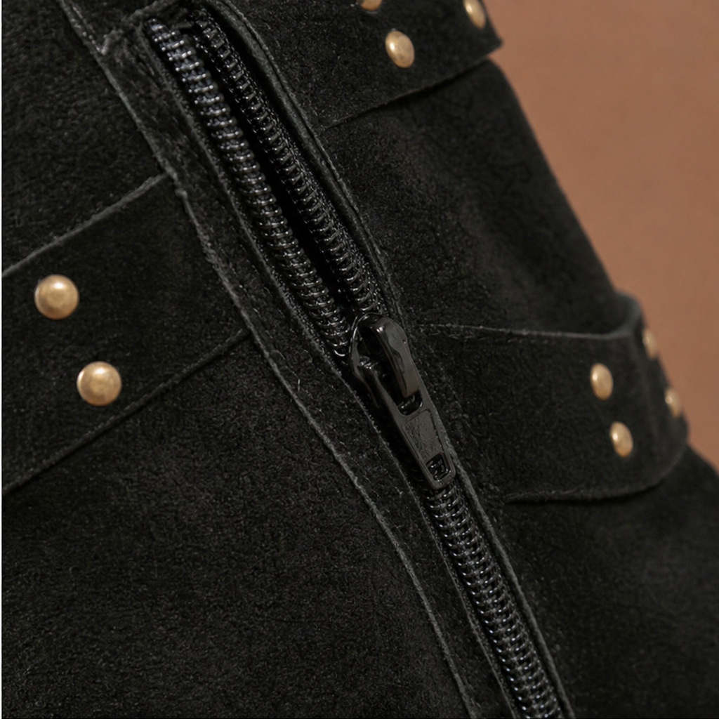 Damen Stiefeletten mit lässigem Schlupfdesign und Nieten | A&B - 8 - Annoboutique