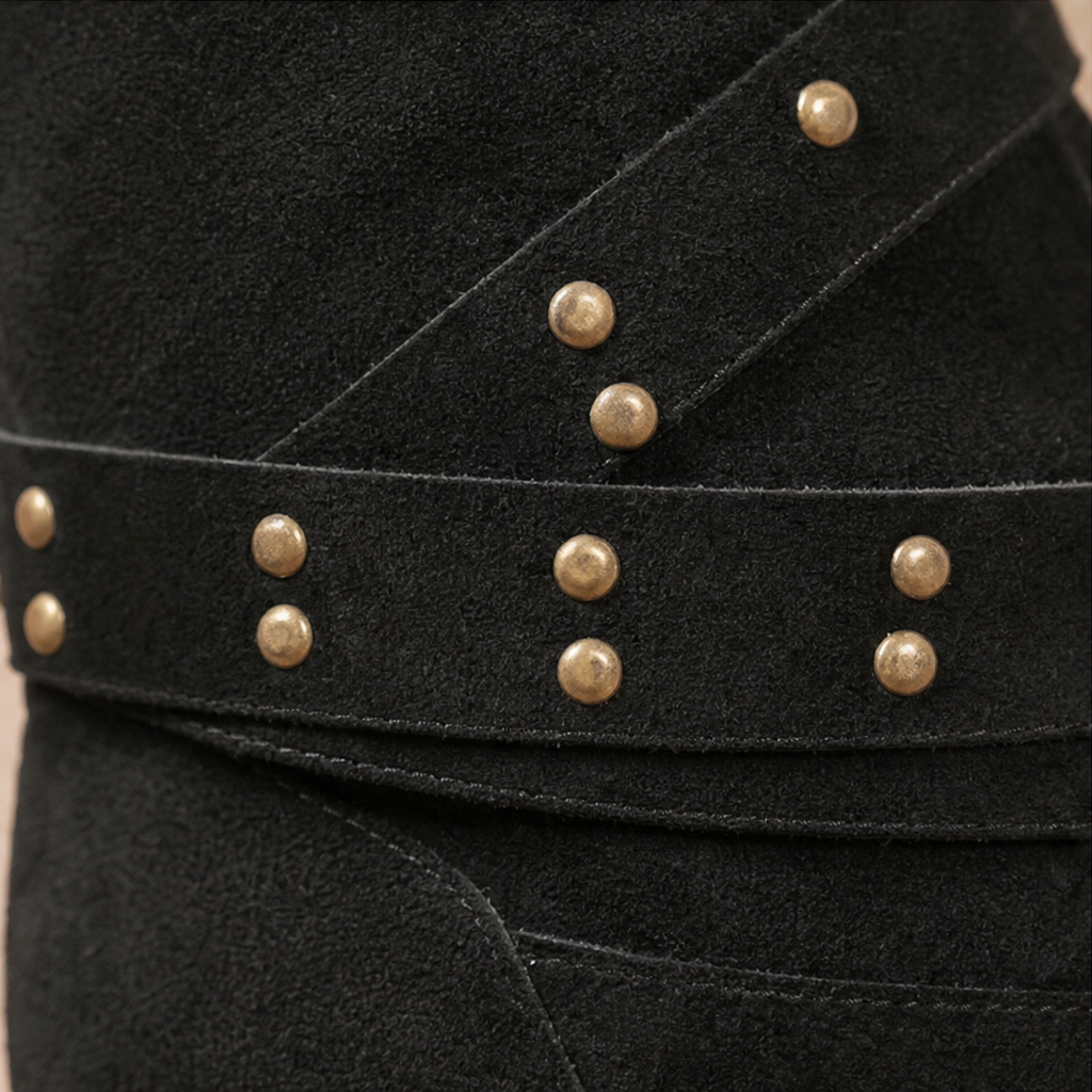 Damen Stiefeletten mit lässigem Schlupfdesign und Nieten | A&B - 9 - Annoboutique