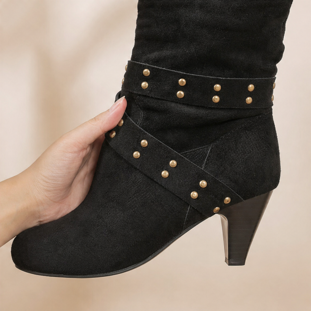 Damen Stiefeletten mit lässigem Schlupfdesign und Nieten | A&B - 10 - Annoboutique
