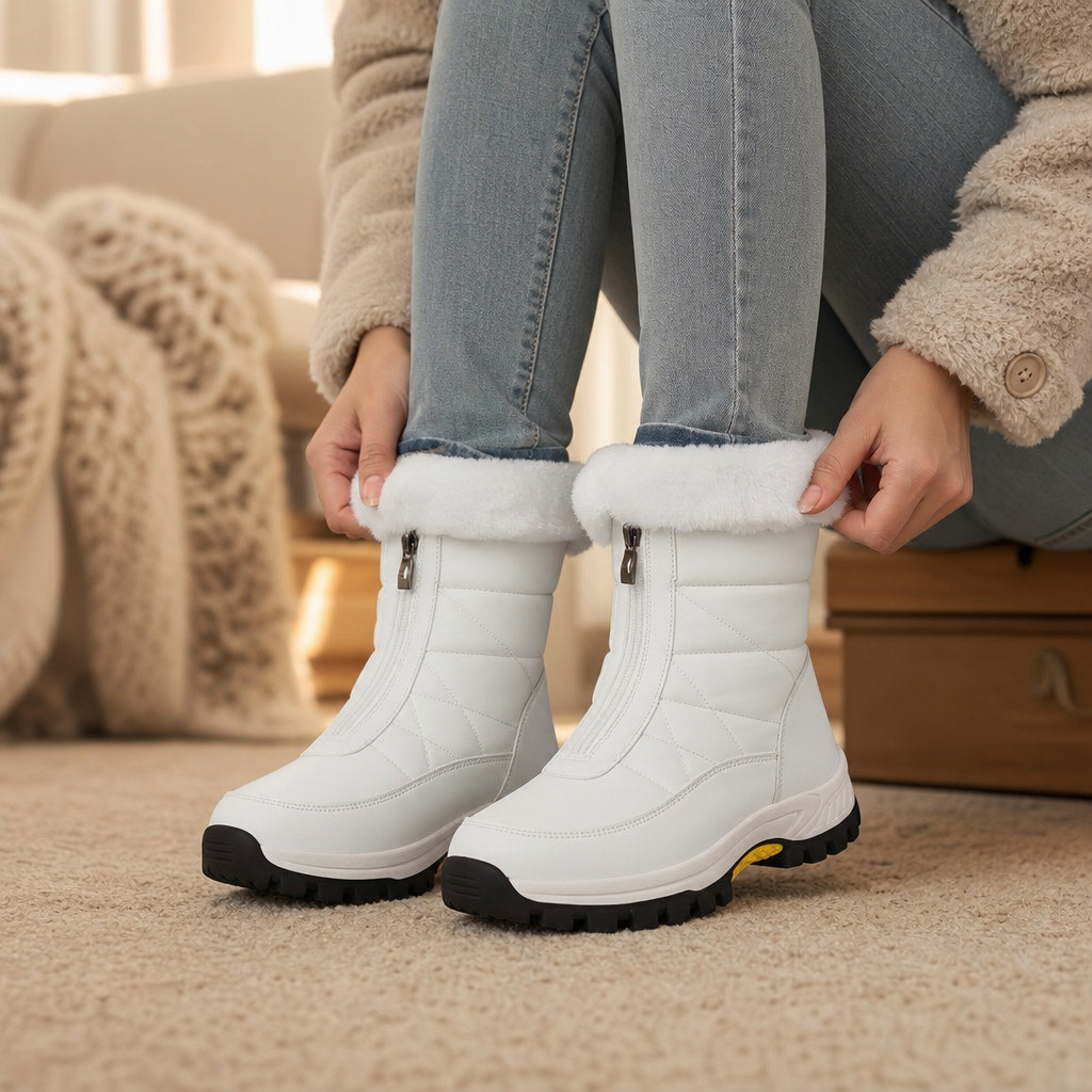Damen Boots mit Reißverschluss und weichem Kragen | A&B - 2 - Annoboutique