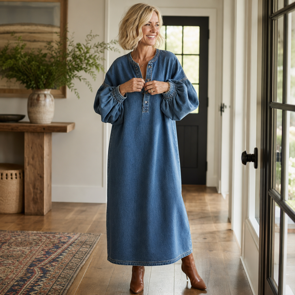 Luftiges Maxikleid für Damen mit Knopfdesign - J&B - 3 - Annoboutique