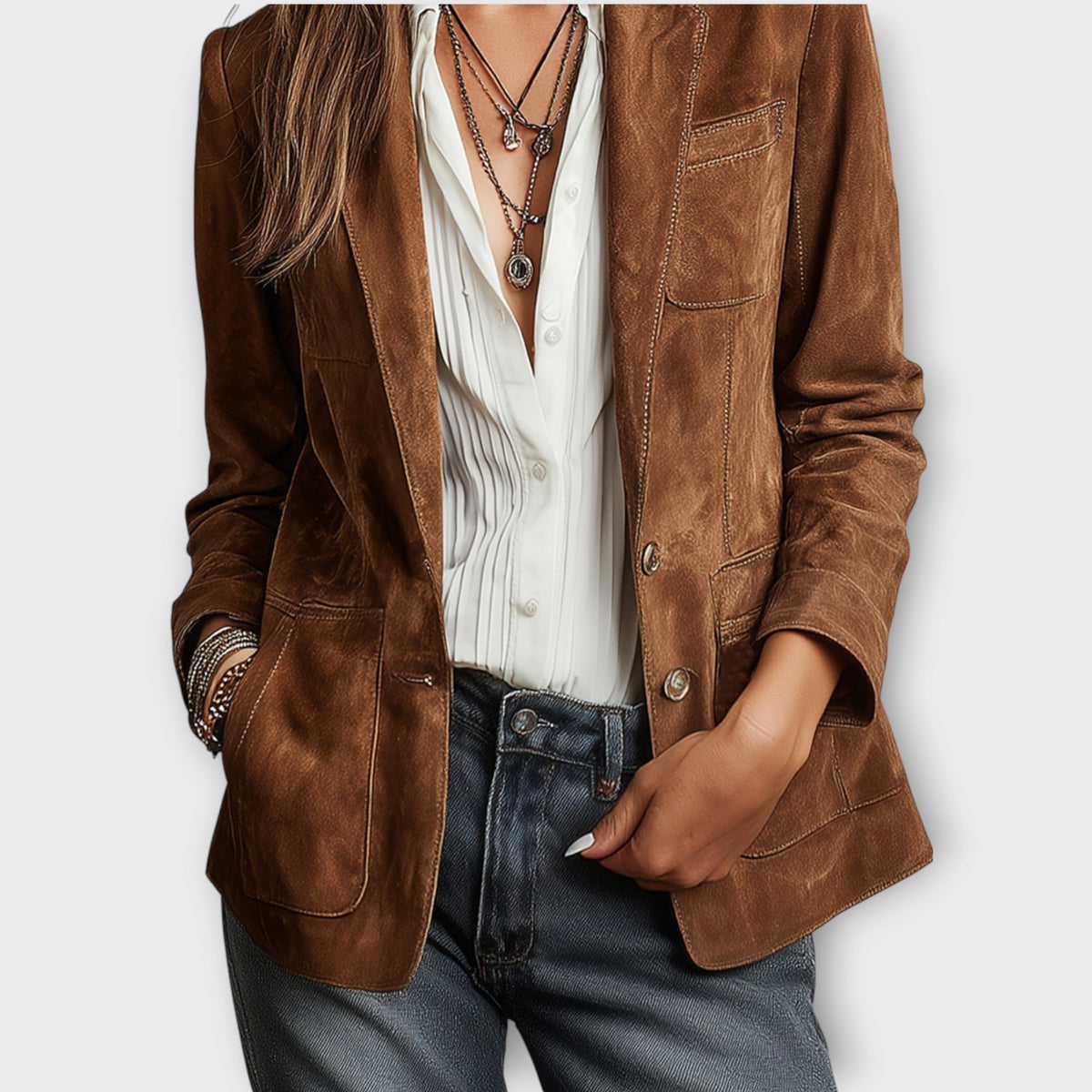 Blazer Damen mit tailliertem Schnitt und praktischen Taschen | A&B - 2 - Annoboutique