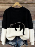 Damenpullover mit verspieltem Katzenmotiv und lockerer Passform | A&B - 3 - Annoboutique