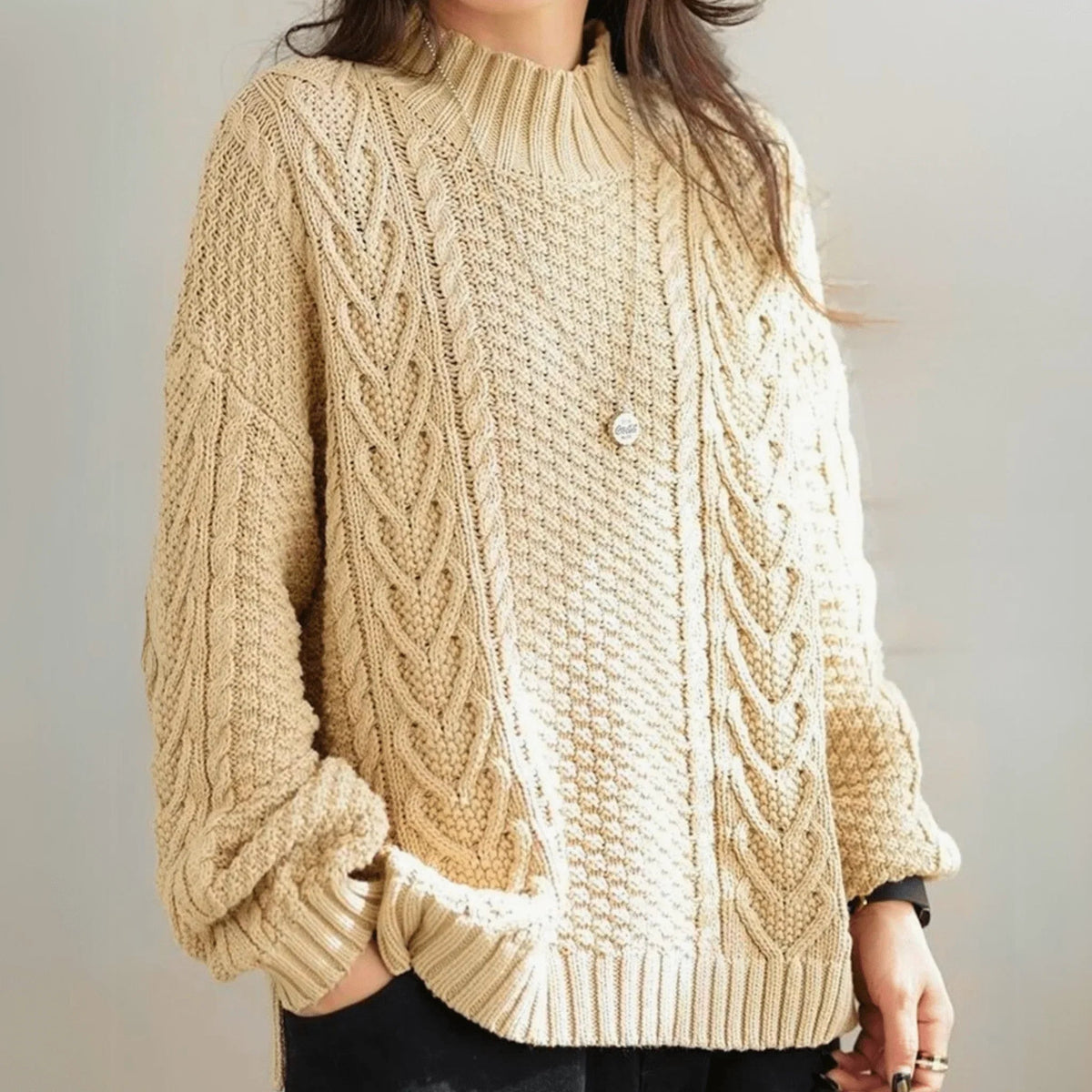 Pullover Damen mit Stehkragen und lässigem Schnitt | A&B - 2 - Annoboutique