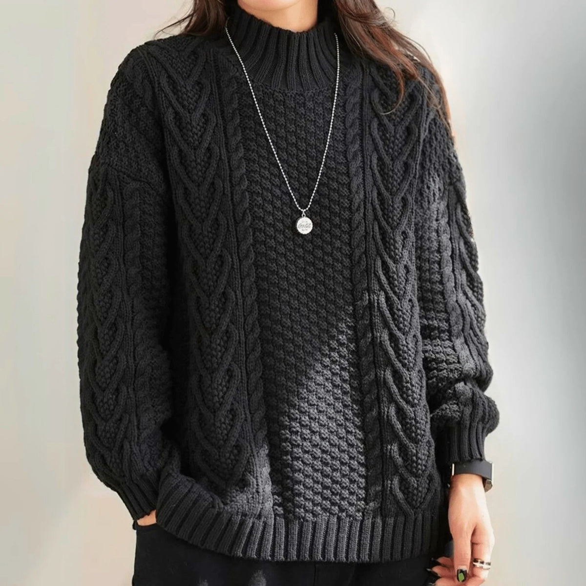 Pullover Damen mit Stehkragen und lässigem Schnitt | A&B - 3 - Annoboutique