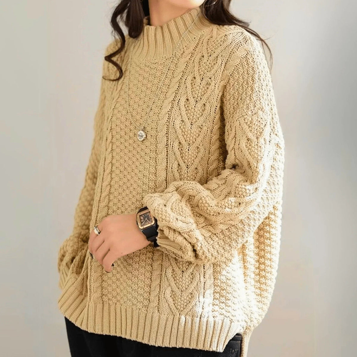 Pullover Damen mit Stehkragen und lässigem Schnitt | A&B - 6 - Annoboutique