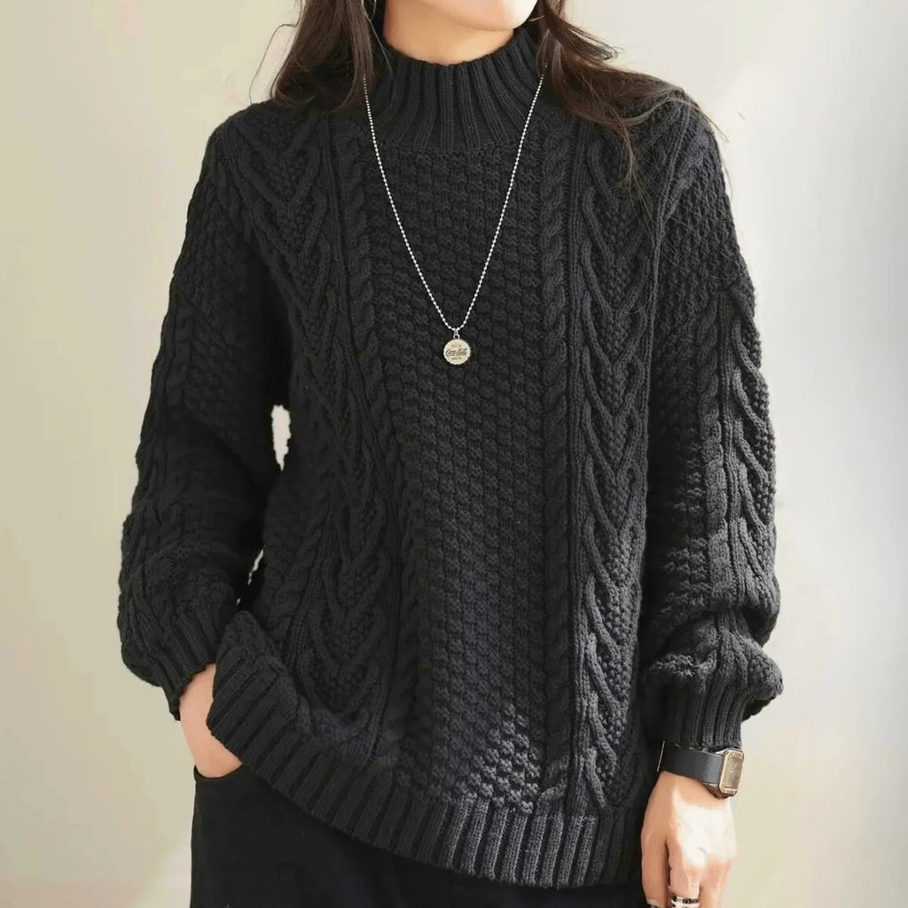 Pullover Damen mit Stehkragen und lässigem Schnitt | A&B - 8 - Annoboutique