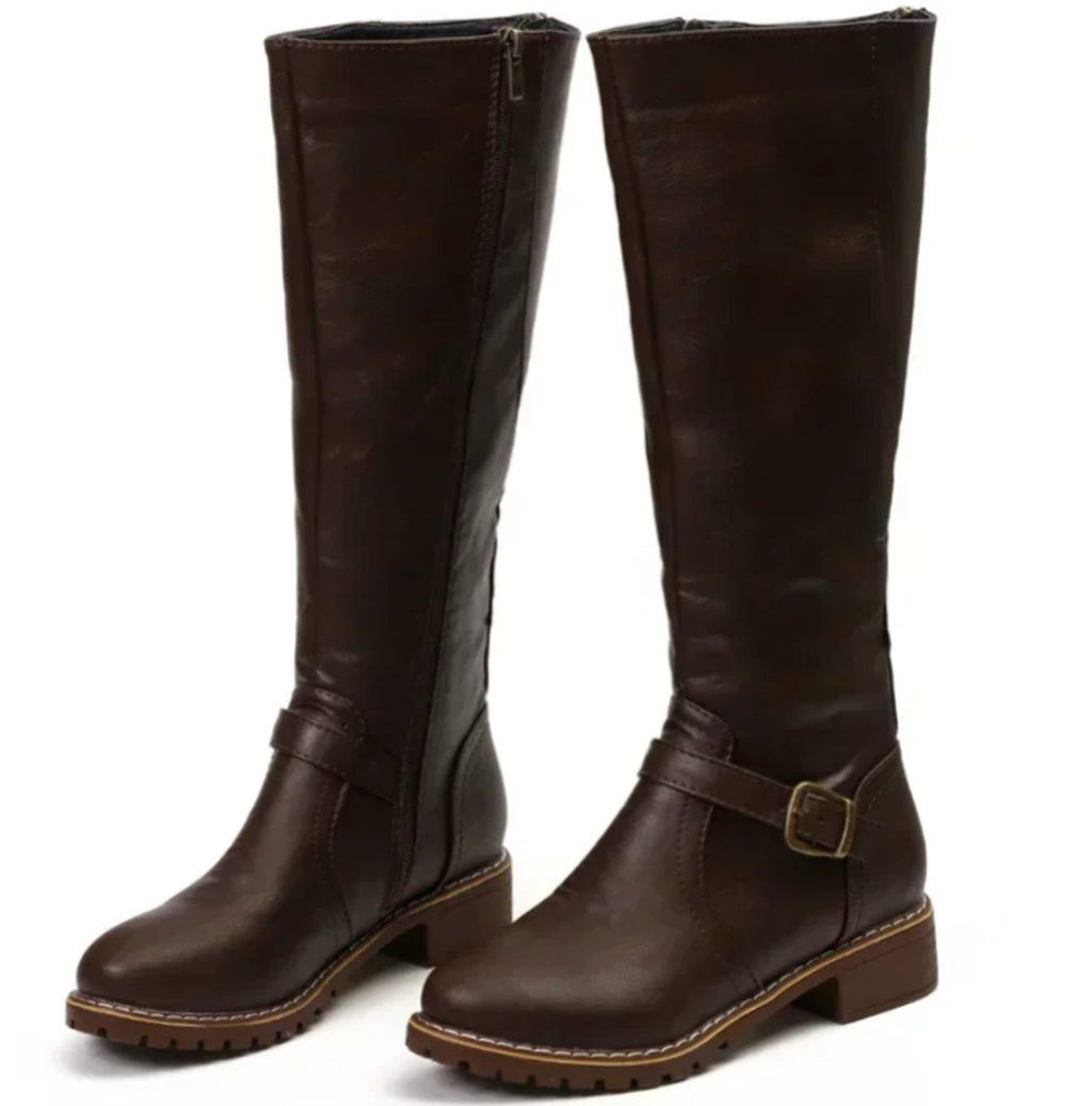 Stiefel Damen mit Blockabsatz und verstellbarem Schnallen-Detail | A&B - 7 - Annoboutique