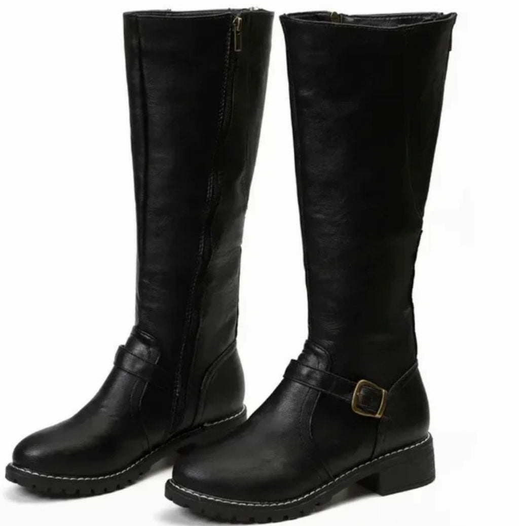 Stiefel Damen mit Blockabsatz und verstellbarem Schnallen-Detail | A&B - 8 - Annoboutique