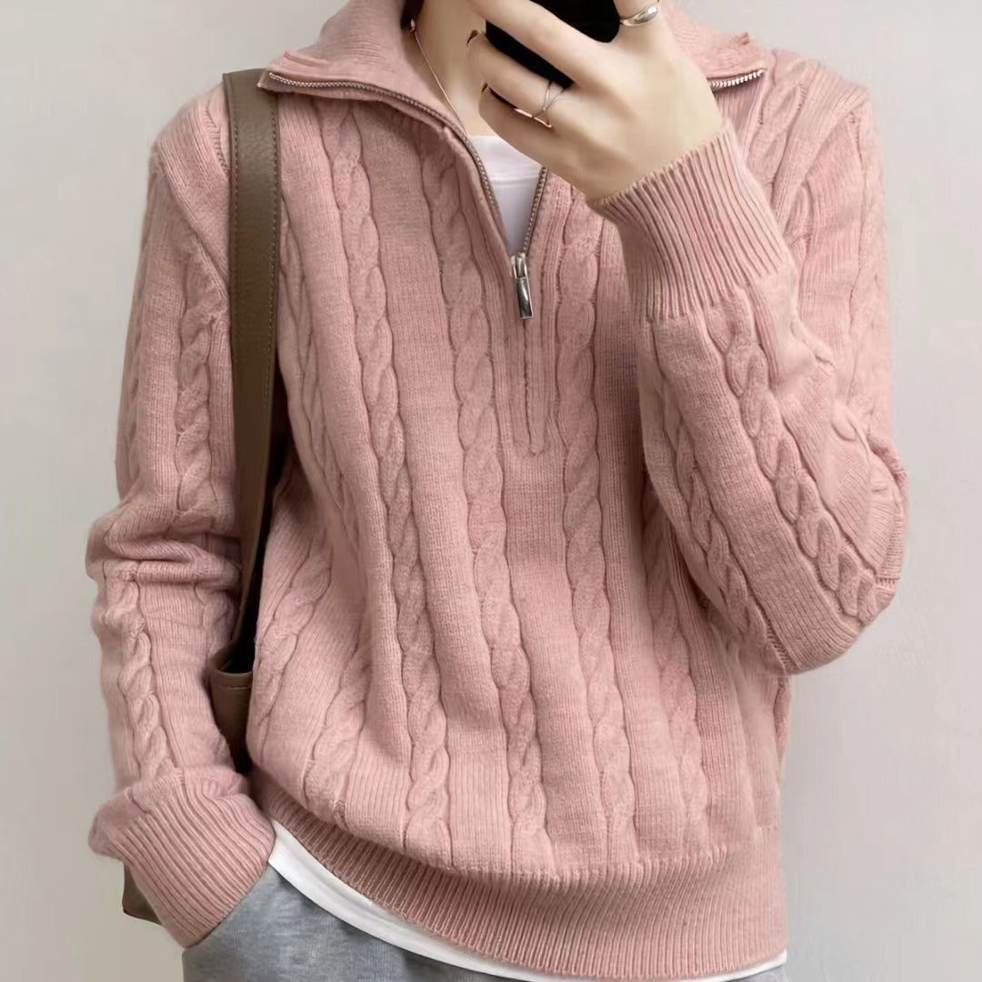 Pullover Damen mit Stehkragen und Reißverschluss | A&B - 2 - Annoboutique