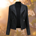 Damen Lederjacke mit asymmetrischem Reißverschluss und Schulterdetails | A&B - 1 - Annoboutique
