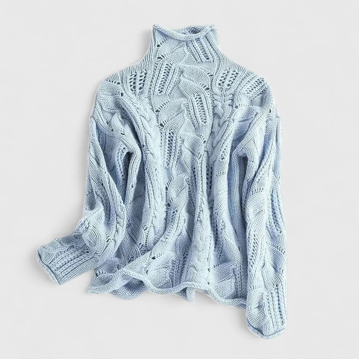 Pullover Damen mit Stehkragen und trendigem Kabelstrickdesign | A&B - 2 - Annoboutique