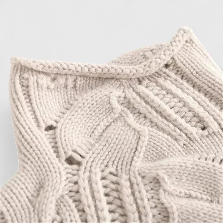 Pullover Damen mit Stehkragen und trendigem Kabelstrickdesign | A&B - 4 - Annoboutique