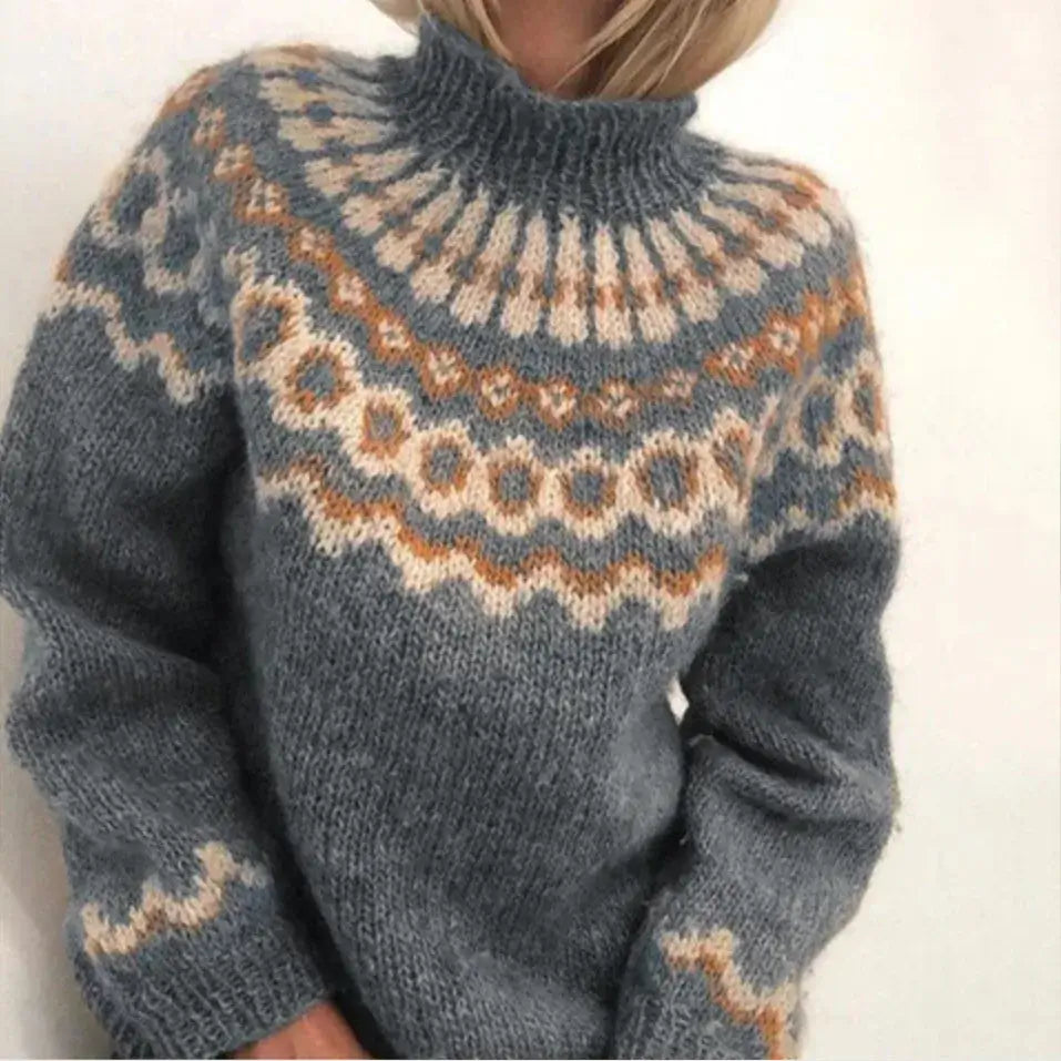Pullover Damen mit hohem Kragen und lässigem Schnitt | A&B - 1 - Annoboutique