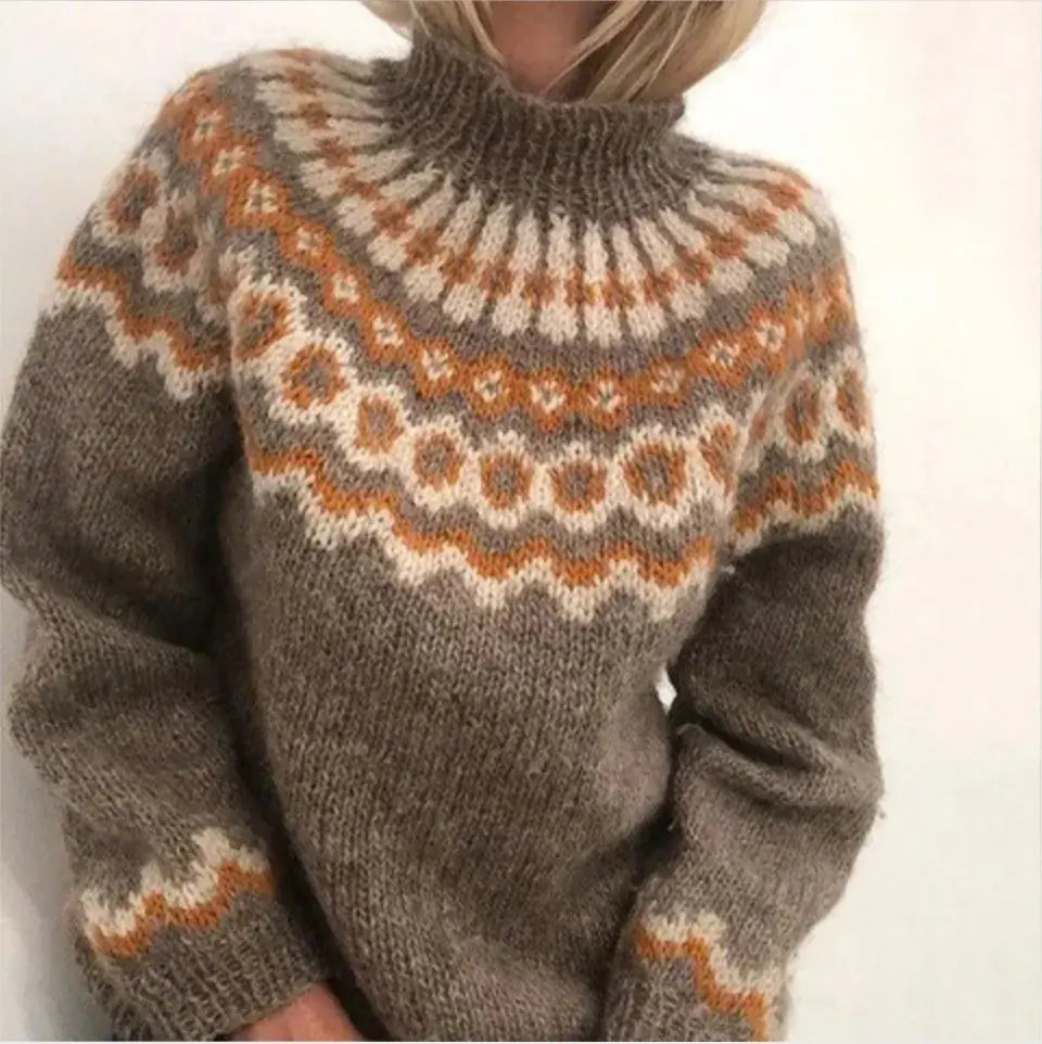 Pullover Damen mit hohem Kragen und lässigem Schnitt | A&B - 2 - Annoboutique