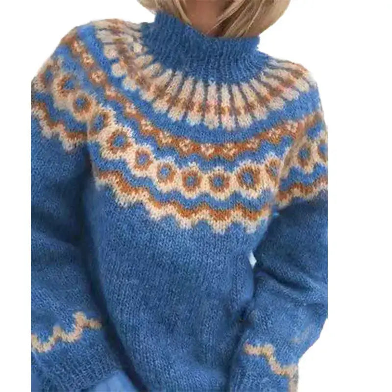 Pullover Damen mit hohem Kragen und lässigem Schnitt | A&B - 3 - Annoboutique