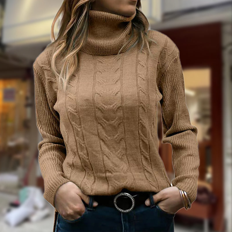 Pullover Damen mit Stehkragen und Kabelstrick | A&B - 1 - Annoboutique