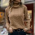 Pullover Damen mit Stehkragen und Kabelstrick | A&B - 1 - Annoboutique