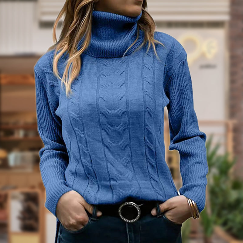 Pullover Damen mit Stehkragen und Kabelstrick | A&B - 2 - Annoboutique
