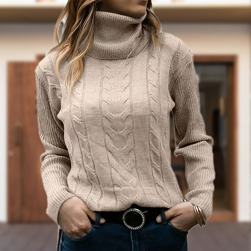 Pullover Damen mit Stehkragen und Kabelstrick | A&B - 3 - Annoboutique