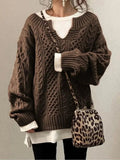 Pullover Damen mit V-Ausschnitt und strukturiertem Design | A&B - 1 - Annoboutique