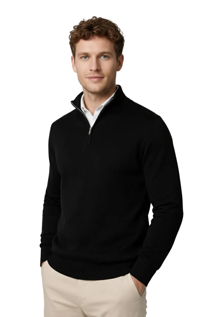 Pullover Herren mit Halbzip und hohem Kragen – Eleganter Schnitt | A&B - 1 - Annoboutique