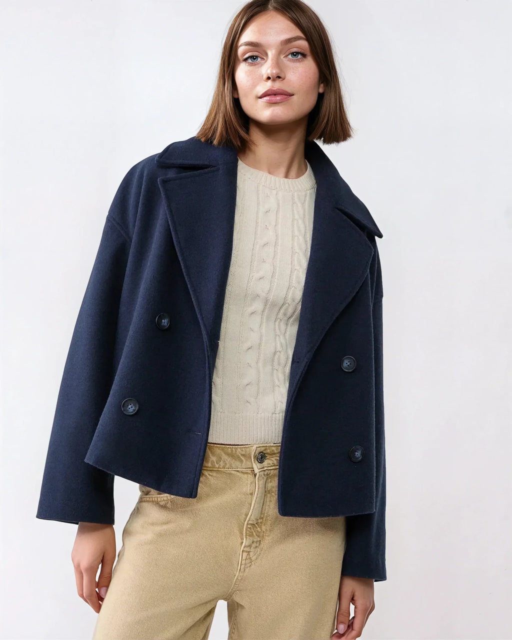 Damenjacke Kurz mit Doppelreiher und Revers | A&B - 1 - Annoboutique