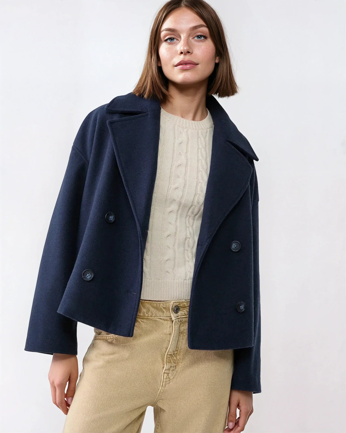 Damenjacke Kurz mit Doppelreiher und Revers | A&B - 1 - Annoboutique