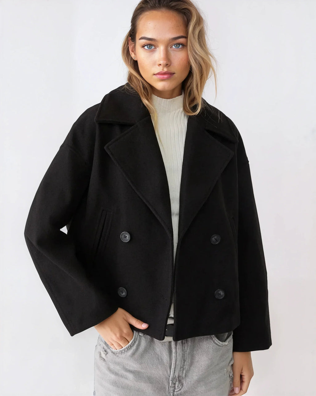 Damenjacke Kurz mit Doppelreiher und Revers | A&B - 3 - Annoboutique
