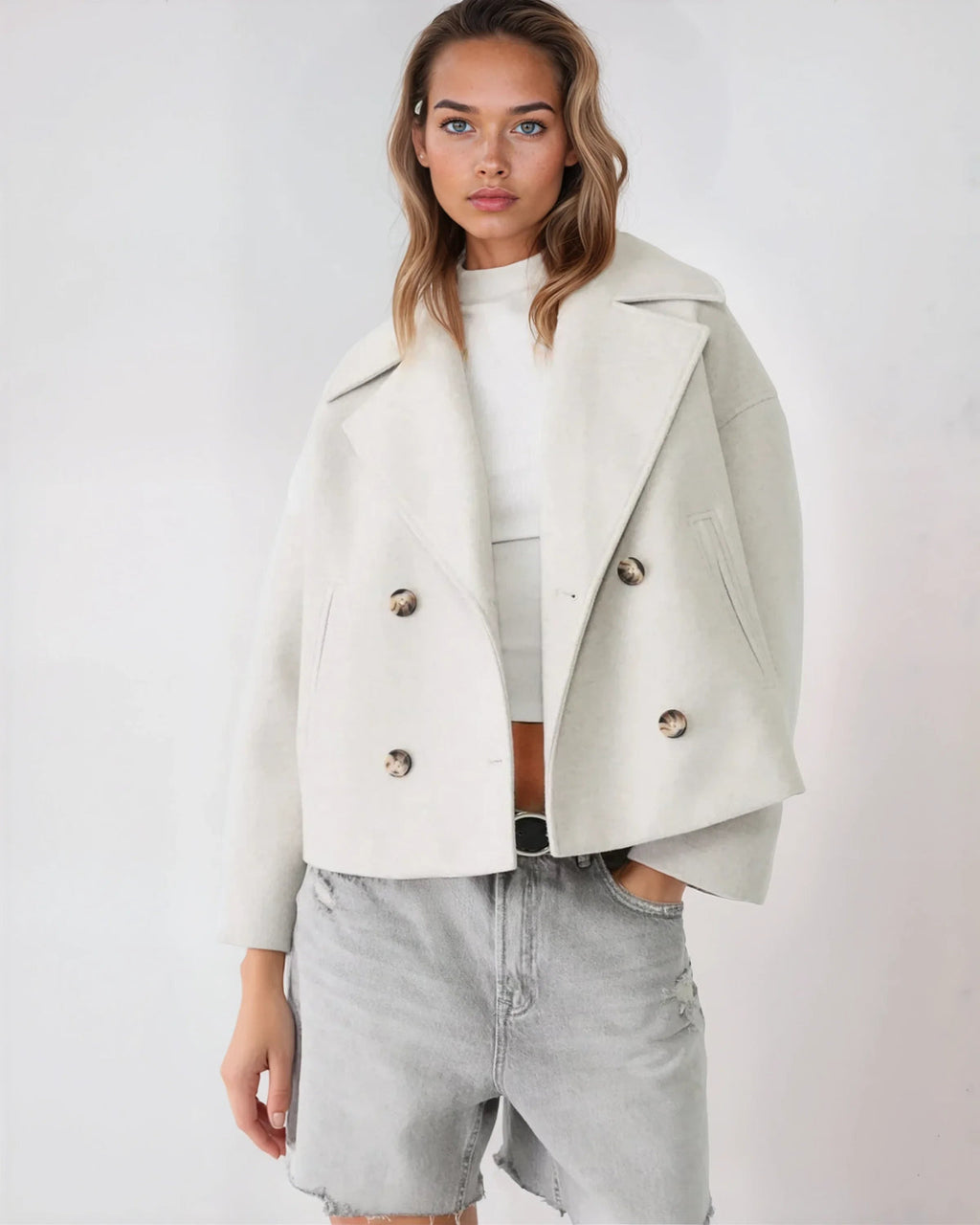 Damenjacke Kurz mit Doppelreiher und Revers | A&B - 6 - Annoboutique