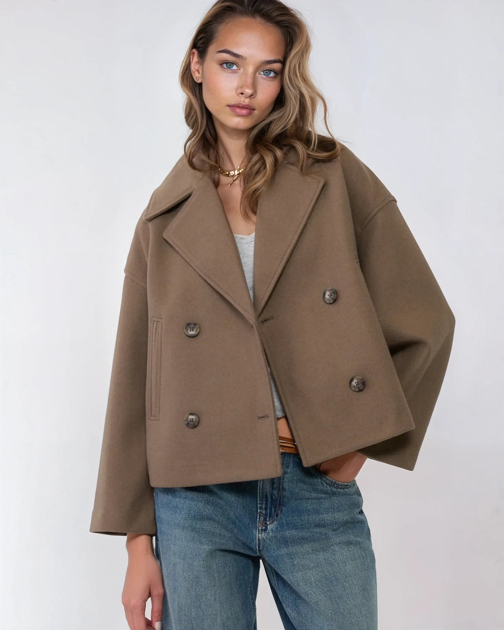 Damenjacke Kurz mit Doppelreiher und Revers | A&B - 9 - Annoboutique
