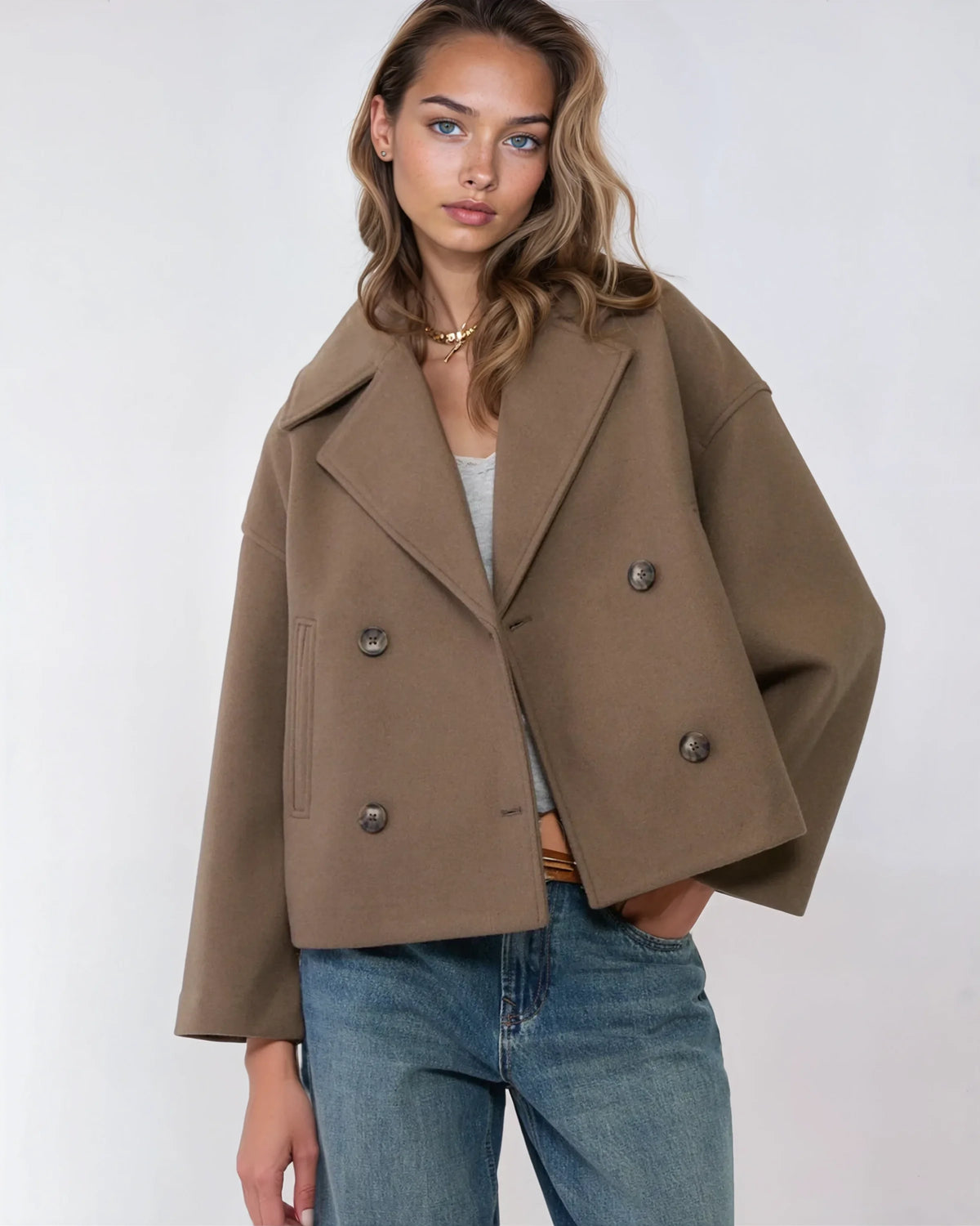 Damenjacke Kurz mit Doppelreiher und Revers | A&B - 9 - Annoboutique