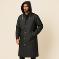 Langer Herren Regenmantel mit Kapuze und Druckknopfverschluss | A&B - 1 - Annoboutique