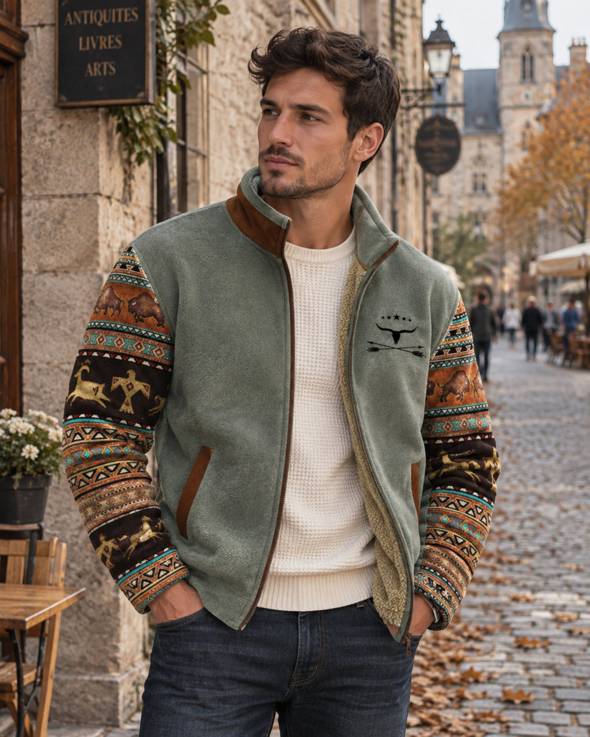 Herrenjacke mit folkloristischem Design und bequemer Passform | A&B - 1 - Annoboutique