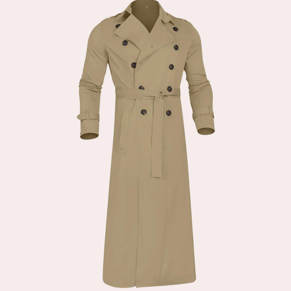 Trenchcoat Herren – Elegante Lange Jacke mit Gürtel | A&B - 2 - Annoboutique