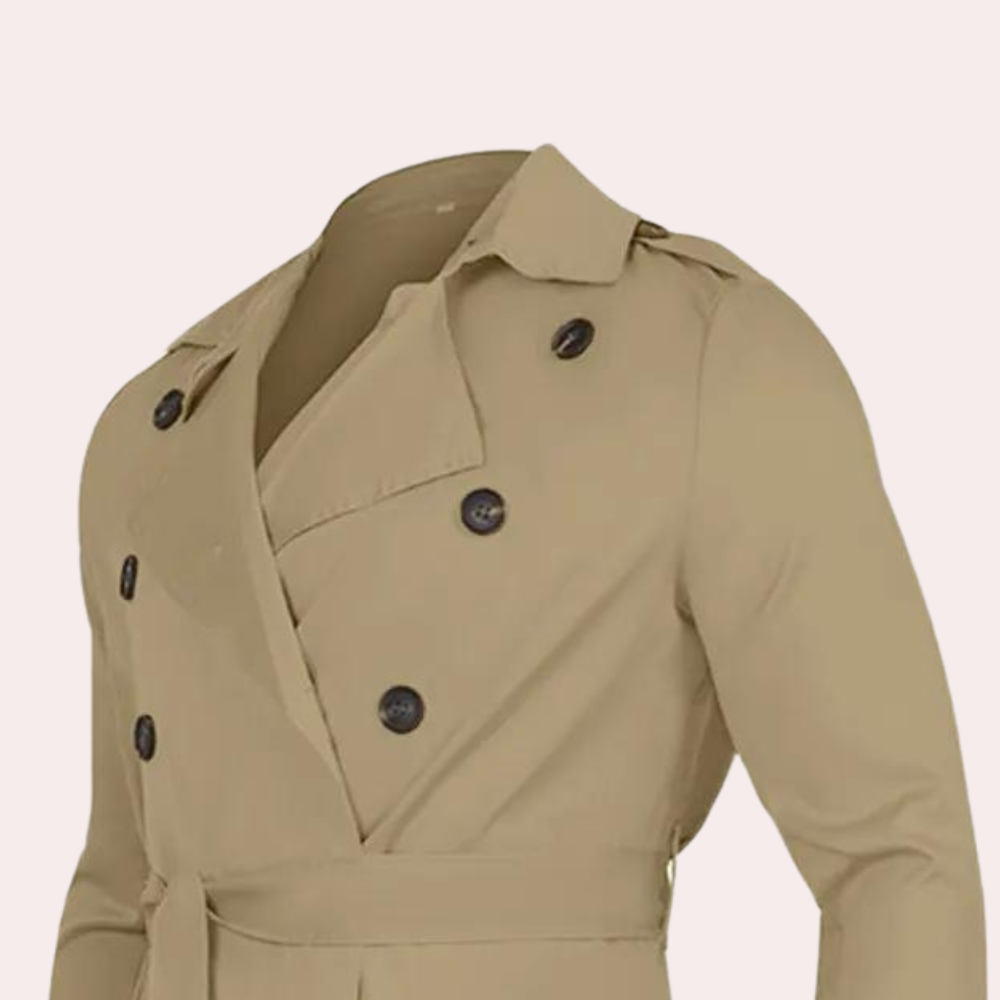Trenchcoat Herren – Elegante Lange Jacke mit Gürtel | A&B - 4 - Annoboutique