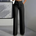 Hoch taillierte Damen-Anzughose mit weitem Bein und Knopfverschluss | A&B - 1 - Annoboutique